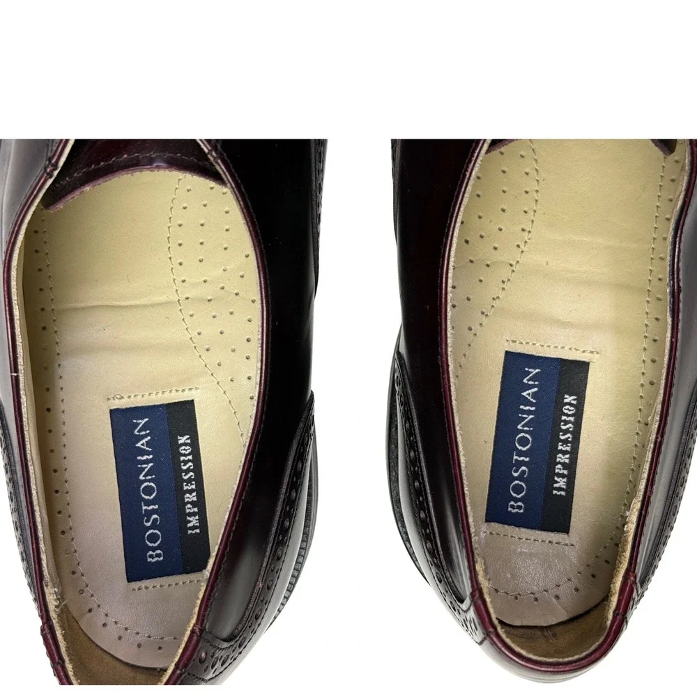 Bostonian‎ Impression Mens 12 D/B Burgundy Leather Cap Toe Brogue Oxfords USA